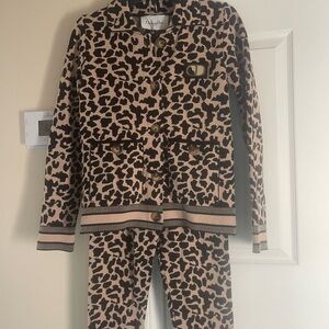 Dior Leopard Print Sweater Set in Brown and Black